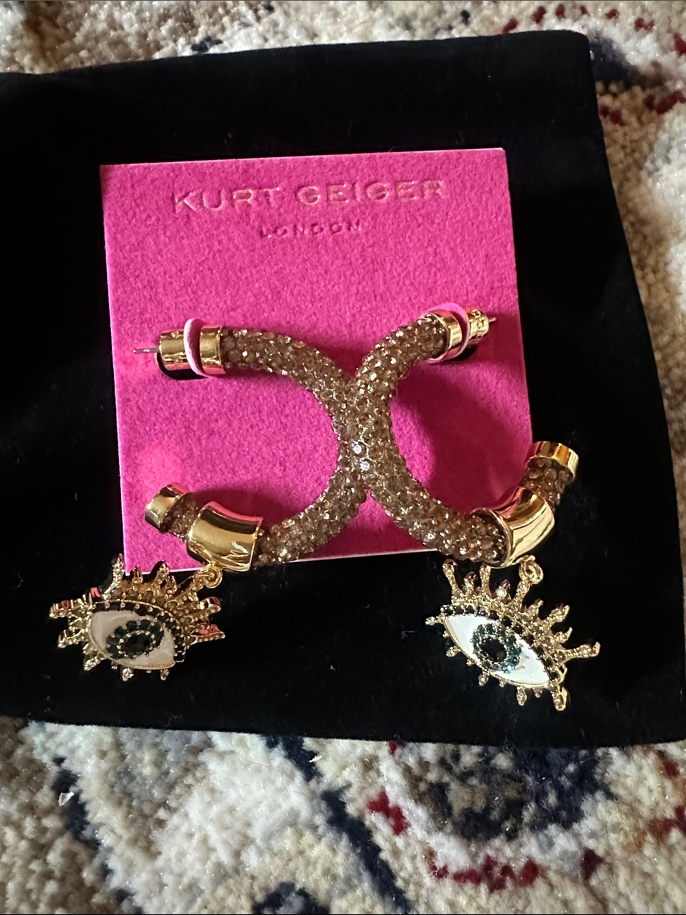 NWT Kurt Geiger Pavé Evil Eye Hoop Earrings